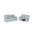 Ensemble de canapé et causeuse inclinable manuel 2 pièces Larus, cuir végétalien bleu-119906975