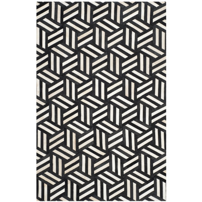 Stasia Hand Woven Leather Geometric Rug