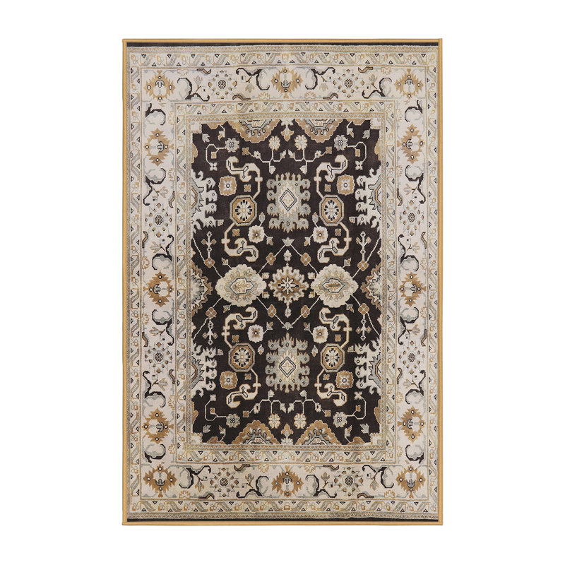 Tapis oriental noir / ivoire Davros, Rectangle 2 pi x 3 pi