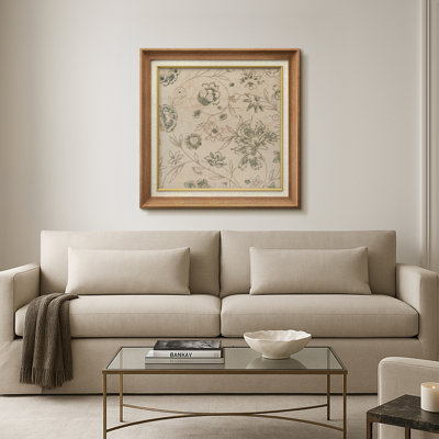Abstract Botanical Vintage Green Flower Artwork, Illustration Rustic Modern Living Room Pictures, Giclee Canvas Digital Print Framed Wall Art