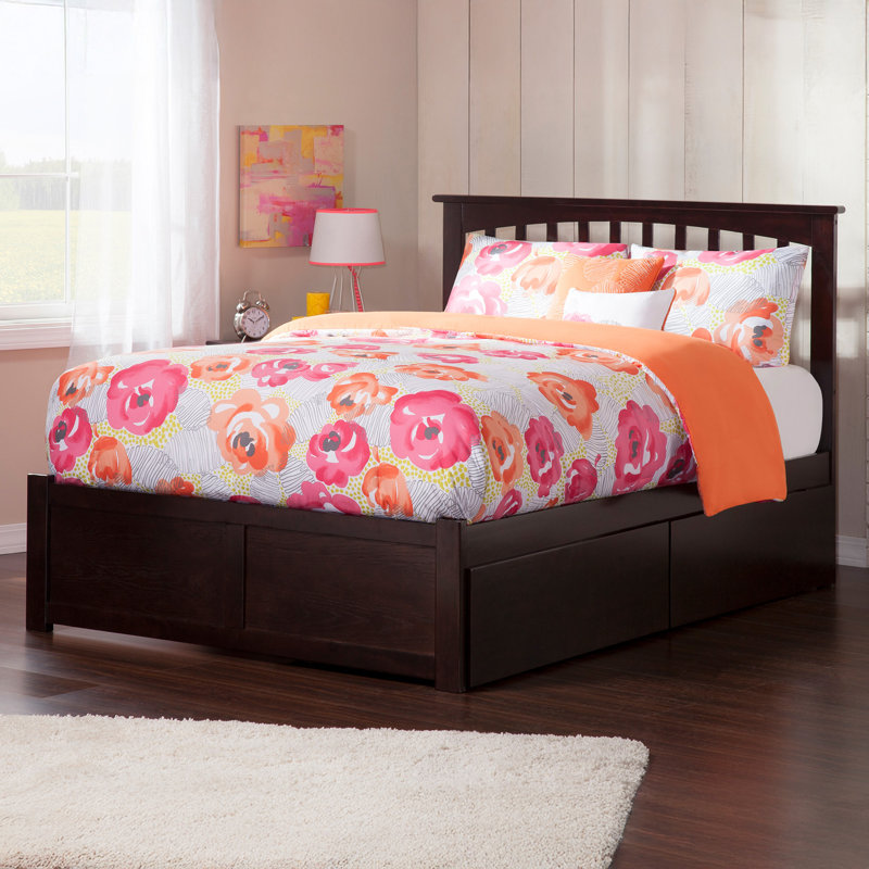 Mission Solid Wood Platform Bed with Footboard & Storage Drawers, King, Espresso