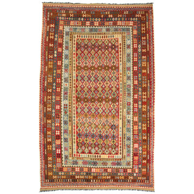 Rectangle 318 cm x 507 cm Geometric Wool Hand Woven Kilim Area Rug