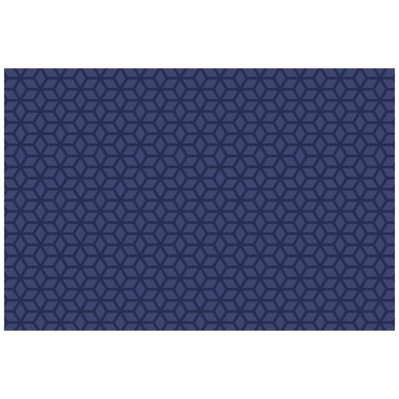Tapis de cuisine à profil bas Un-Rug Cubics Rube par Matterly, Rectangle 4 pi x 6 pi, Bleu