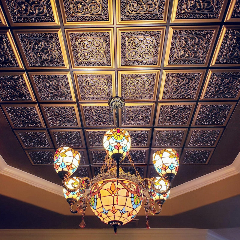 Carreau de plafond texturé en PVC 24 po x l 24 po, Cuivre antique