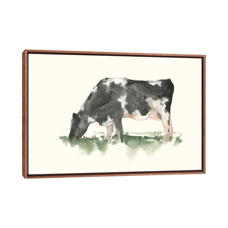 «Grazing Farm Animal II» par Ethan Harper - reproduction d'art, H 26 po x l 40 po x 1,5 po, Toile classique avec cadre brun