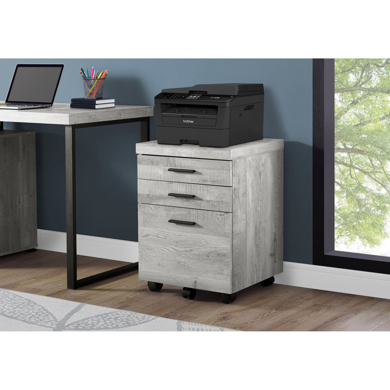 Classeur stratifié gris avec rangement et base de bureau