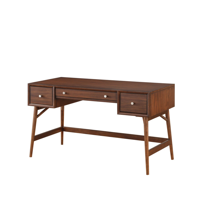 Bureau moderne en brun avec placage en noyer et tiroir