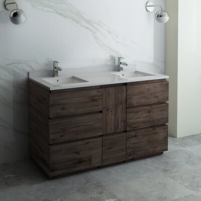 Fresca Formosa 58"" Free-Standing Double Sink Bathroom Vanity Base Only -  FCB31-241224ASH-FC