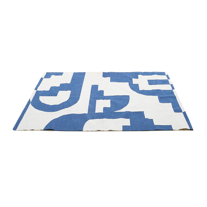 Step Up Geometric Area Rug in Navy/Ivory, Rectangle 8' x 10'