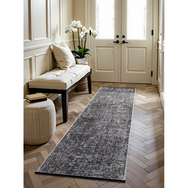 Geometric Cotton Area Rug, Runner 80 x 250 cm