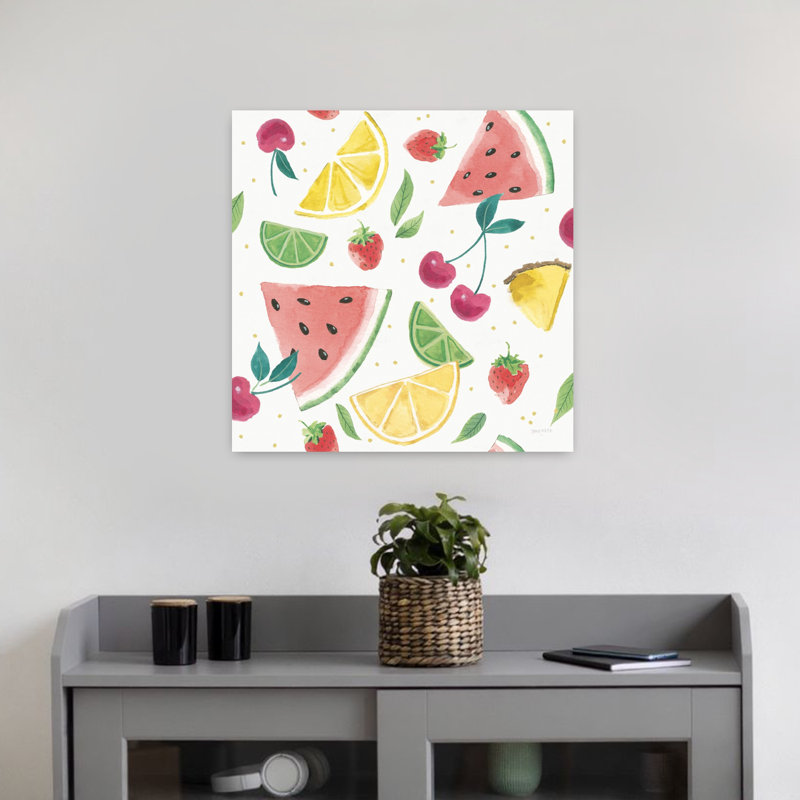 Lifes A Beach, motif de cerisier II, art tropical, H 18 po x l 18 po