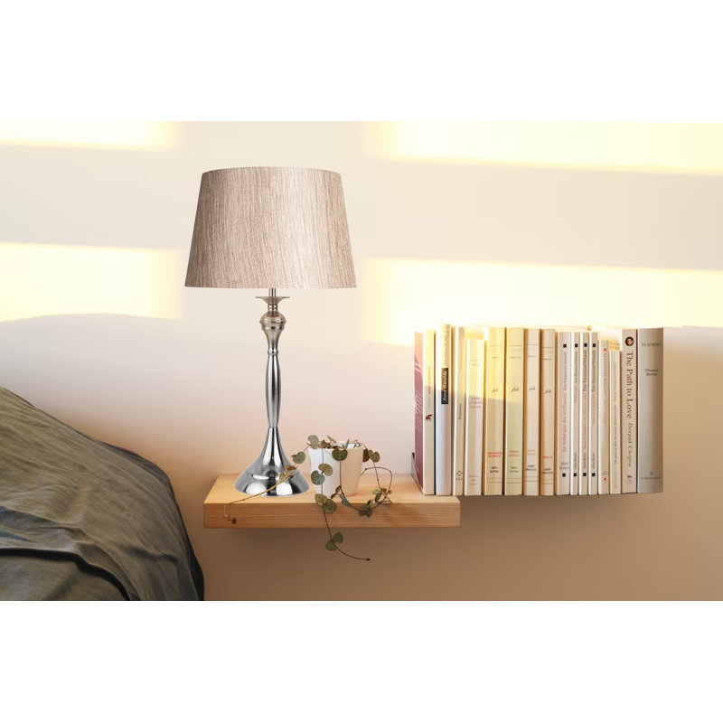 Antibes Candlestick Style Metal Table Lamp, Black Base/Gold Shade, 55cm H x 30cm W x 30cm D, Black