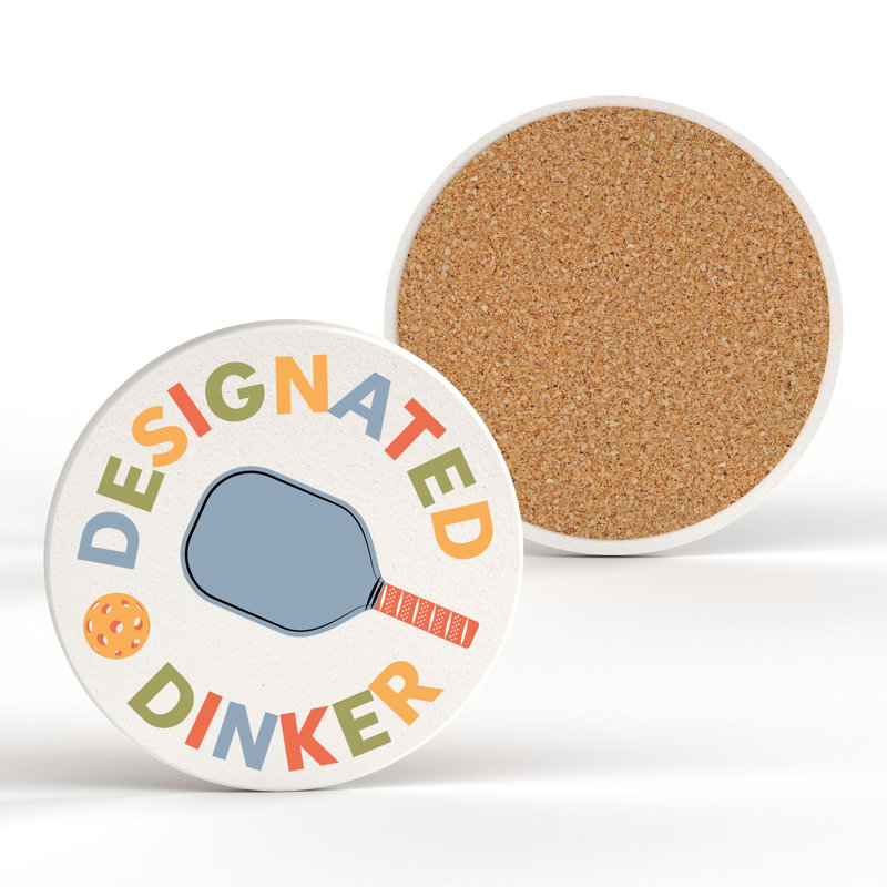 Designated Dinker Ceramic Round Coaster, Multicolour