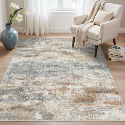 Tapis 8 x 10 pour la chambre à coucher du salon, tapis moderne lavable à la machine, grand tapis doux à poils courts avec envers antidérapant pour la salle à manger, gris pâle