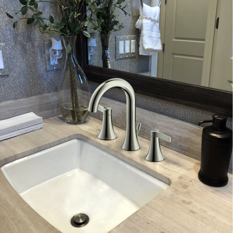 Davvid Two-Handle 6" to 10" Widespread Lavatory Bathroom Faucet with Drain Assembly - Brushed Nickel, Brushed Nickel