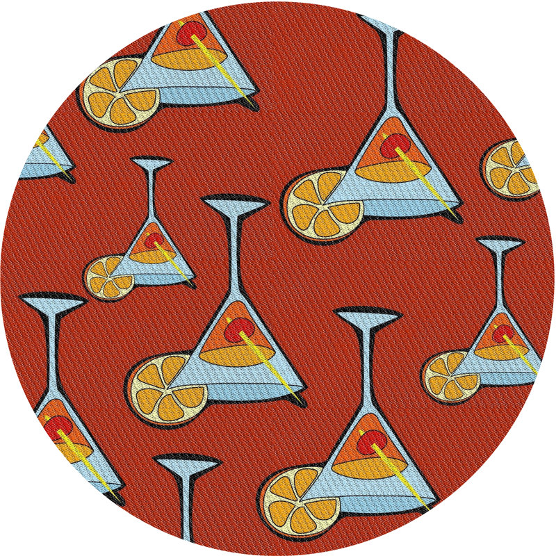 Tapis rouge / vert Olanta, Rond 8 pi