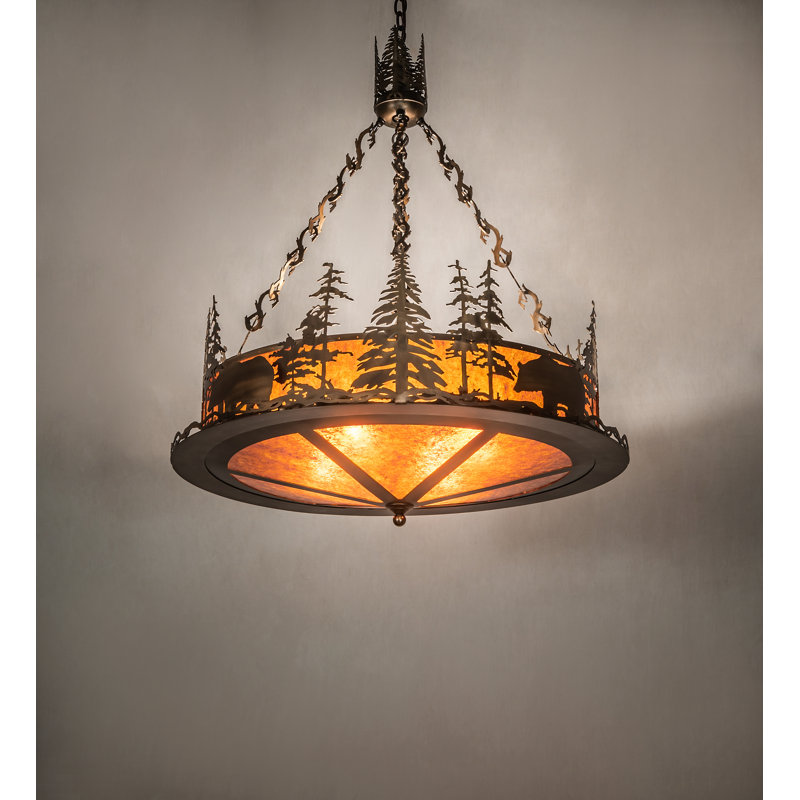 Luminaire suspendu inversé 34 po de large ours au lac