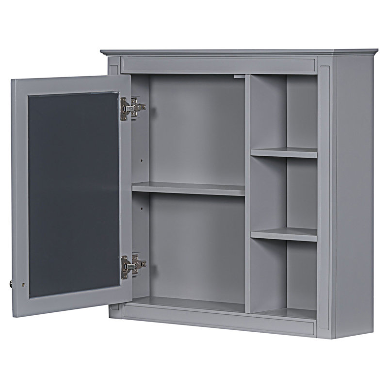Medicine Cabinet, Wall Mounted Bathroom Storage Cabinet, Modern Bathroom Wall Cabinet With Mirror, Entryway Cabinet, Gray