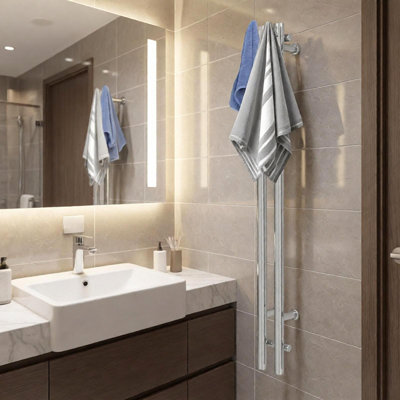 Chauffe-serviettes électrique pour salle de bain, porte-serviettes chauffant avec minuterie