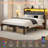 Metal Bed Frames with Charging Station, LED Lights, Upholstered Headboard with 2-Tier Storage Shelves, Metal Platform Bed Frame with Slats, No Box Spring Nedded, Noise-Free, Gray-2105525321-2091998865