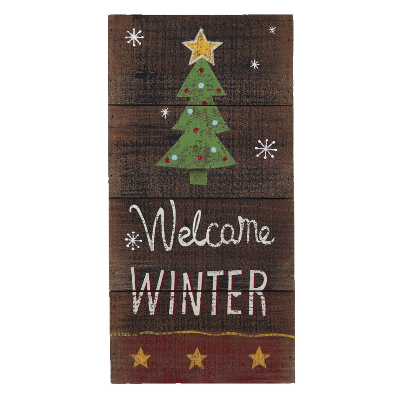 Décoration murale Merry Christmas Welcome Winter, H 16 po x l 8 po