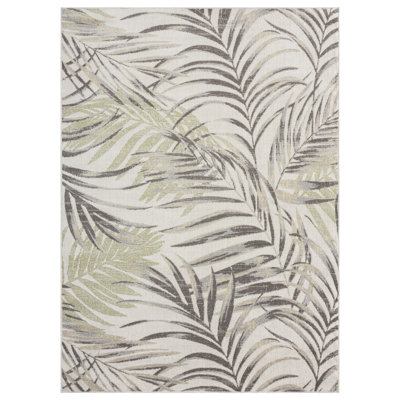 Tapis intérieur / extérieur en polypropylène tissé à la machine  ivoire / vert