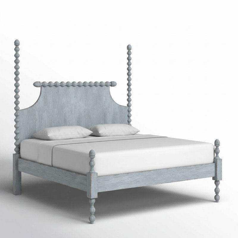 Mary Spindle Four Post Bed, Sea Glass, King