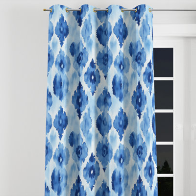 Coastal Curtains - Beach Blue Ikat Grommet Curtain - 1 Panel