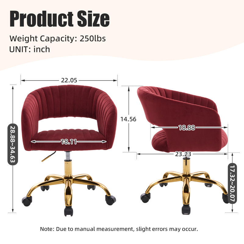 Chaise de travail en velours, Rouge vin