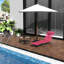 Chaise longue de jardin rose avec dossier inclinable et siège en maille respirante pour le camping et le bronzage en extérieur, pliable, rose.