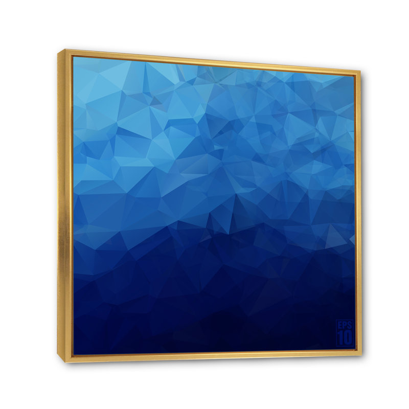 Abstrait géométrique de triangles - sur, H 36 po x l 36 po x P 1,5 po, Toile avec cadre flottant or