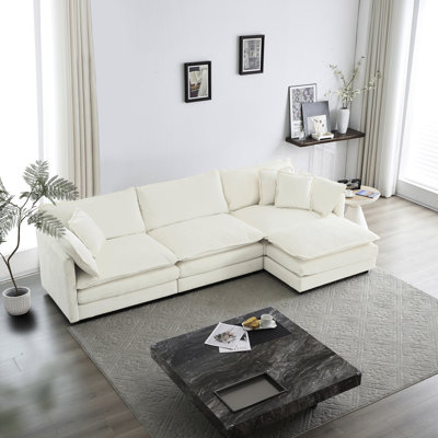 Canapé modulaire surdimensionné en chenille avec - Elegant Comfort White Comfortable Soft