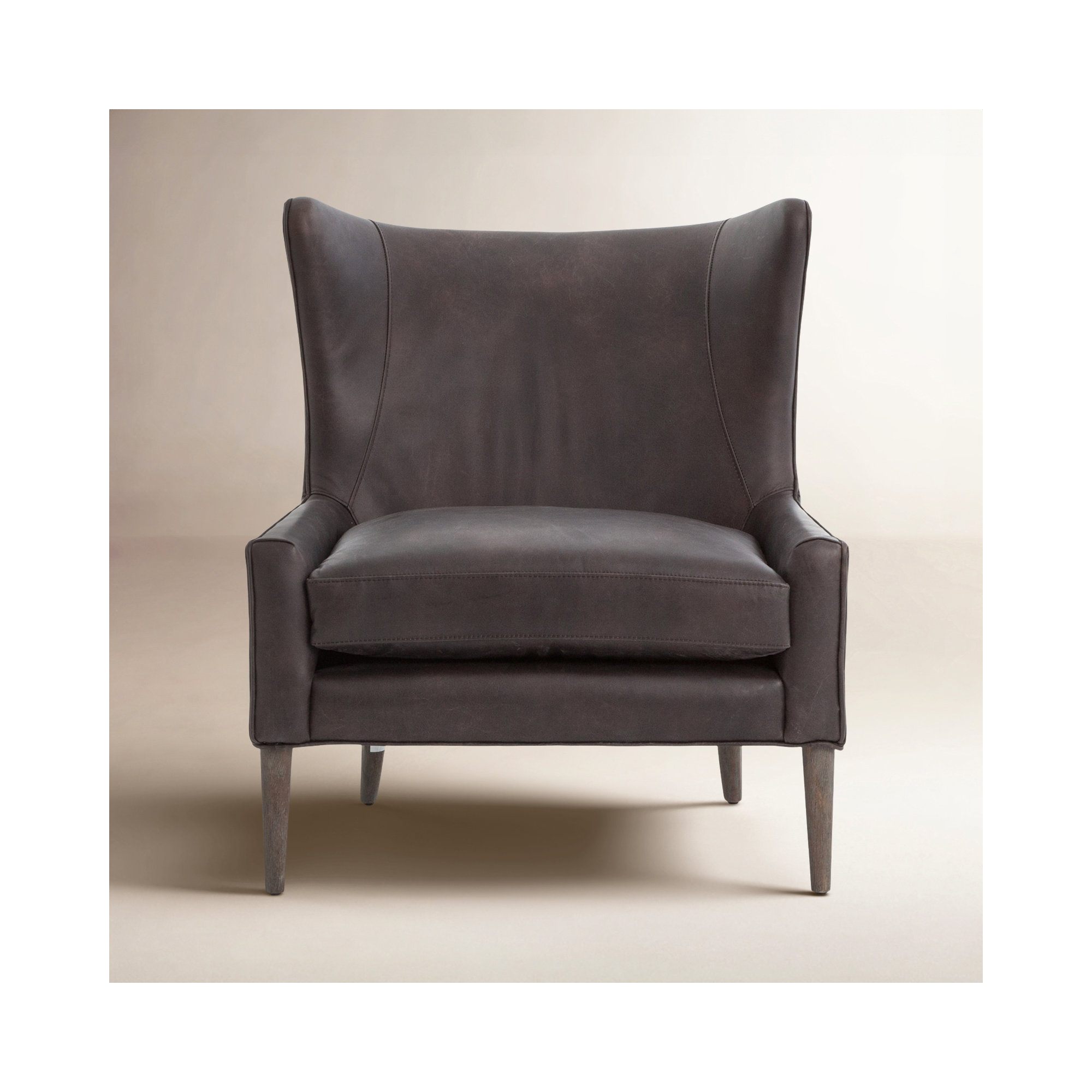 Perth Upholstered Wingback Chair, Vintage Black, Toasted Parawood