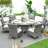 Round 6 - Person 53.14'' Long Dining Set With Cushions-771095890-771095885