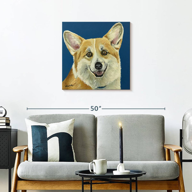 Corgi sur fond bleu