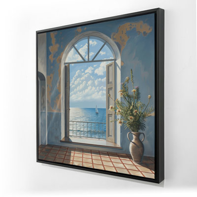 «The Door» - Art sur toile encadré bleu pour la décoration intérieure