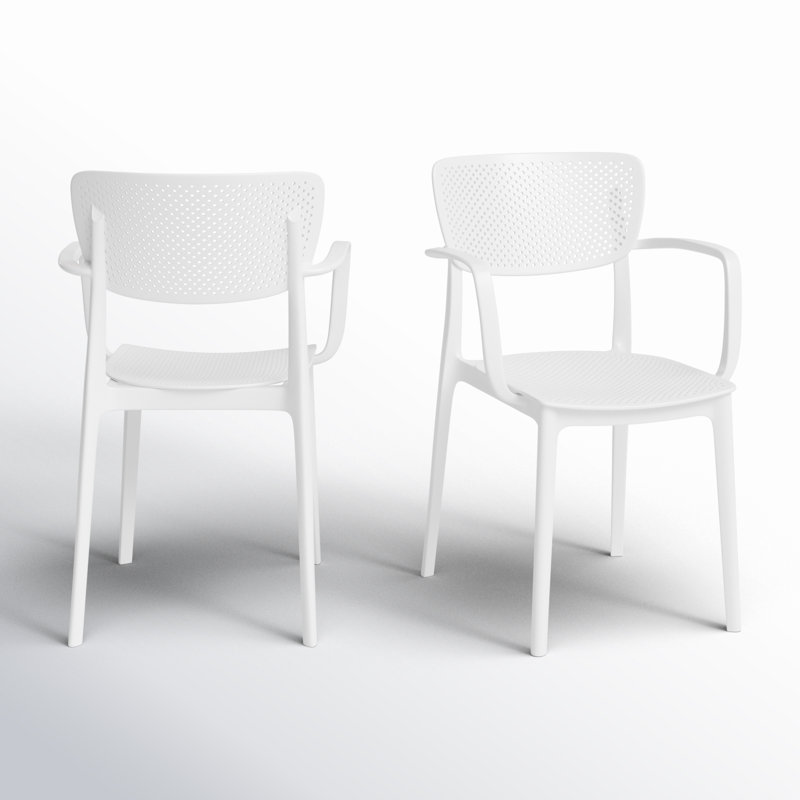 Farrah Stacking Patio Dining Armchair, White