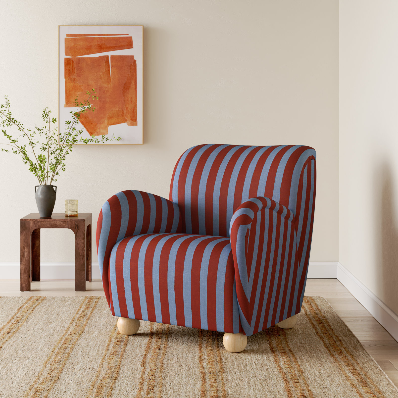 Cowen Cotton Armchair, Brush Canopy Rooibos Tea Rainwash