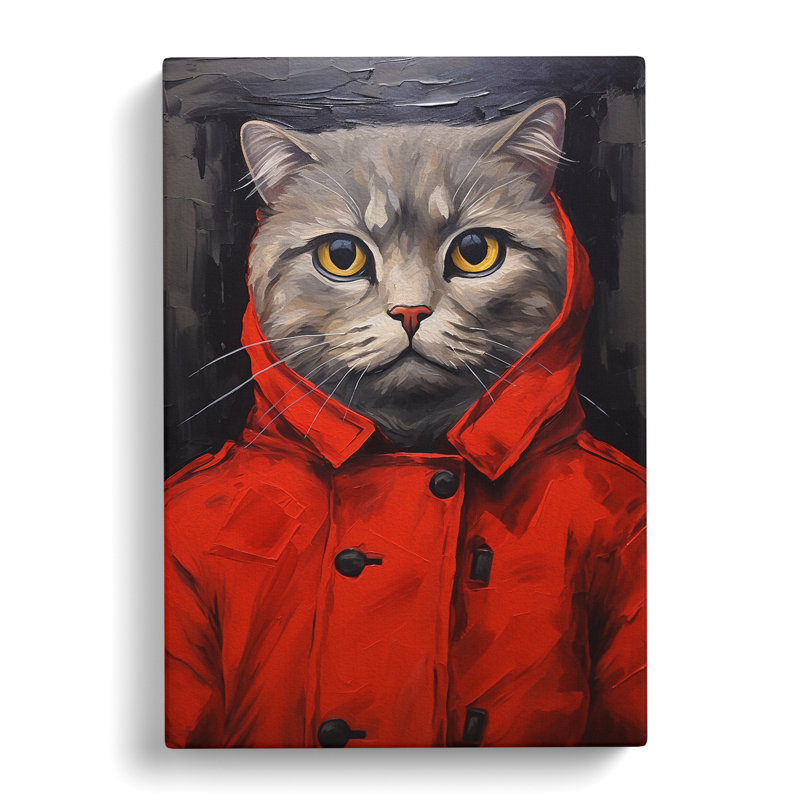 Cat Neo-Plasticism Art - Wrapped Canvas, 50cm H x 35cm W x 3cm D