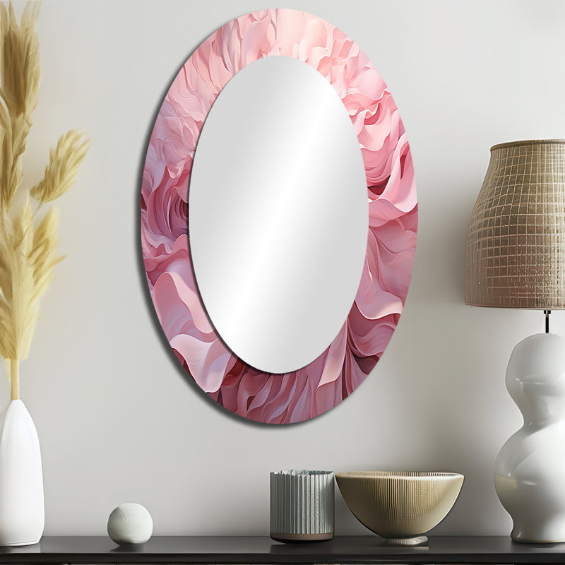 Décoration de miroir rose tendre en spirale - miroir ovale rose, 36 po x 24 po