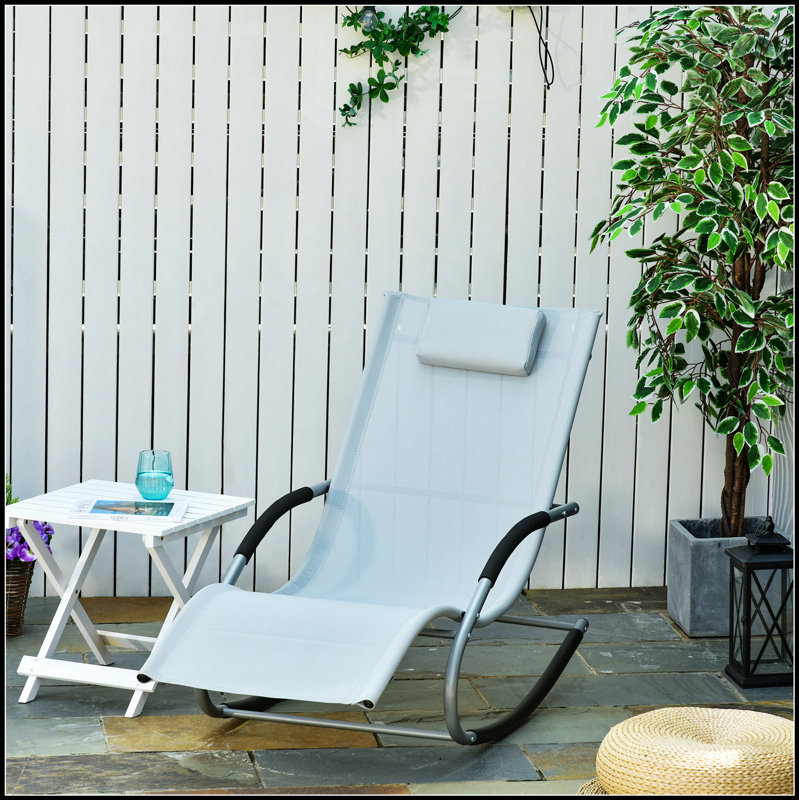 Chaise longue à bascule Outsunny Zero Gravity, structure en acier durable et lin respirant pour un confort et une détente ultimes.