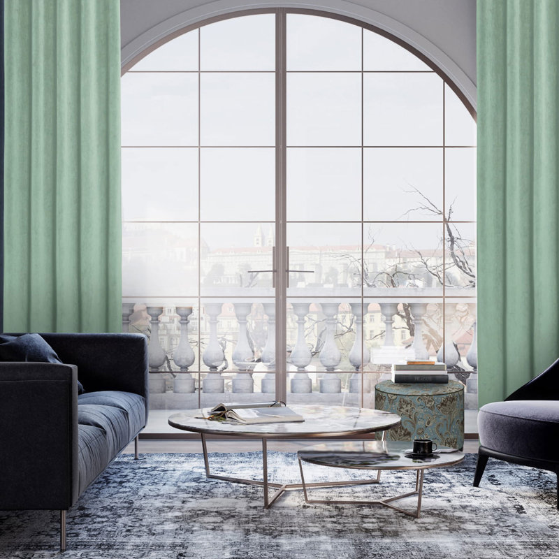 Macdoel Room Darkening Curtain Pair, Silky Green