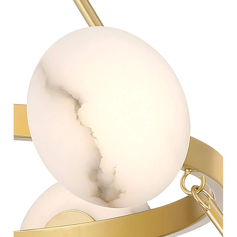 Lily Gold 10-Light LED Chandelier with Alabaster Shades