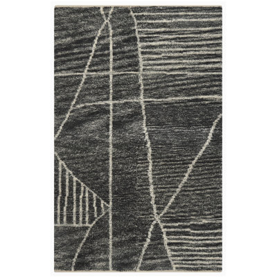 Lulu Abstract Area Rug in Steel Gray/White
