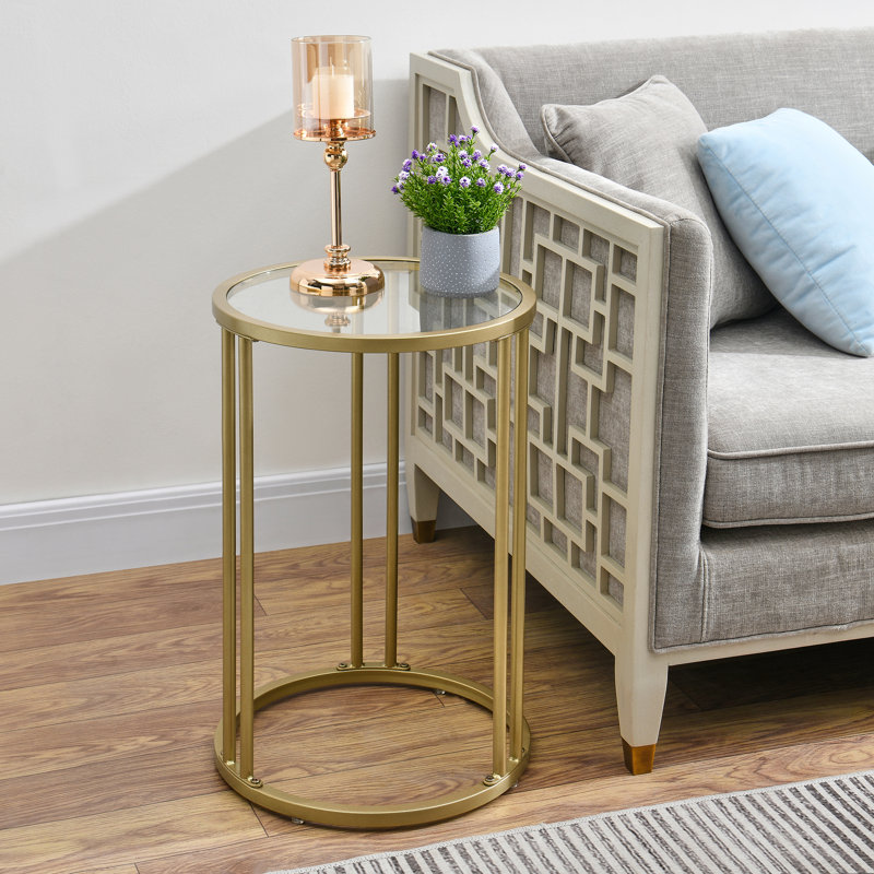 Maribeth Glass Top Frame End Table