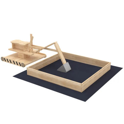 Bac à sable en bois pour enfants avec creuseur rotatif à 360 ° et doublure inférieure, 72 po x 35 po x 22 po