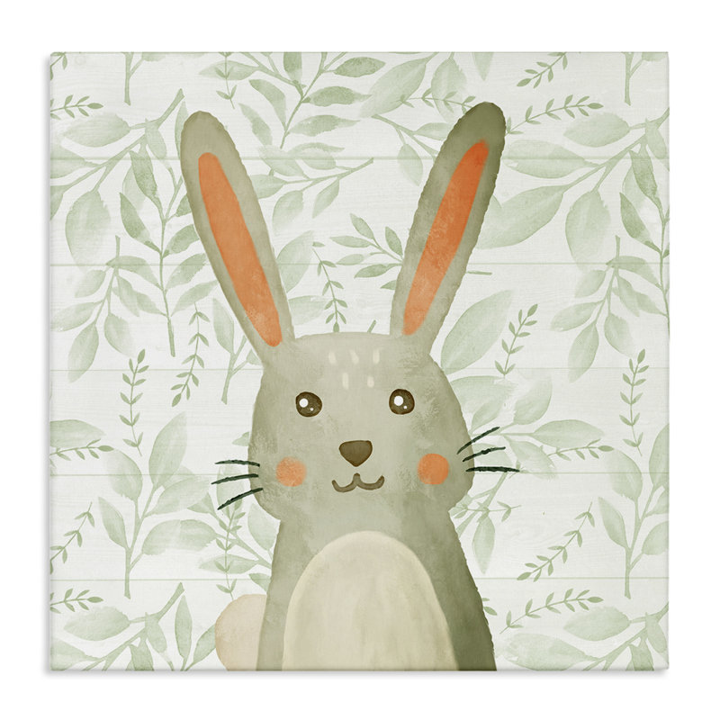 Lapin fantaisiste sur toile florale, design par Kim Allen, H 17 po x l 17 po
