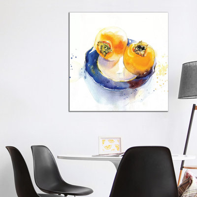 Orange On Blue by Marina Ignatova - Wrapped Canvas Print
