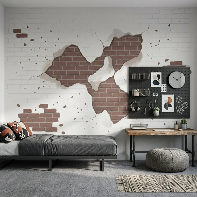 Papier peint mural Brick, Non tissé, 120 po x 96 po