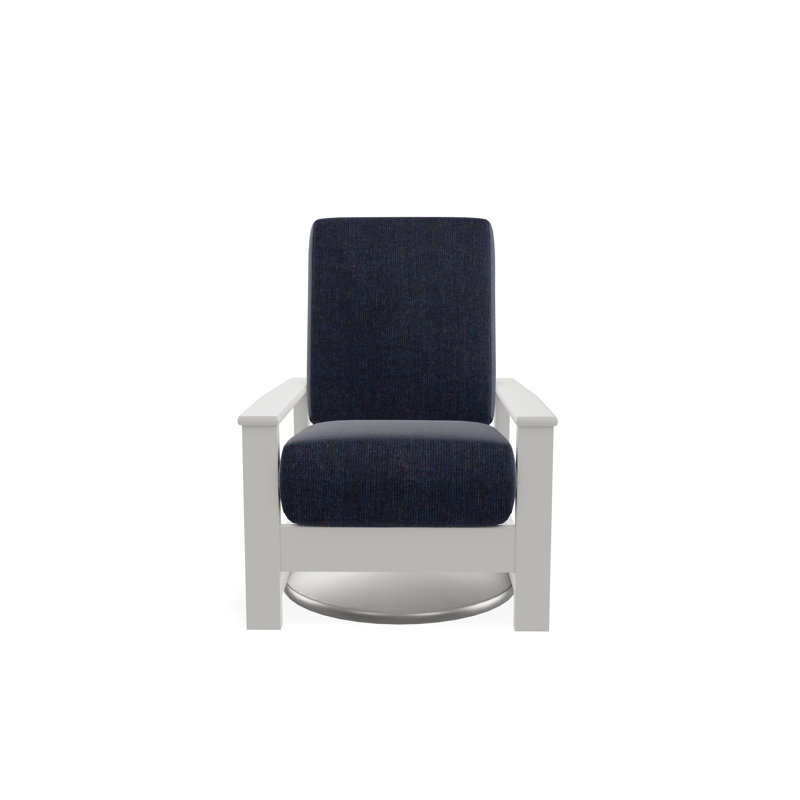 Chaise berçante pivotante cachée en polymère Leeward, Spectre indigo Sunbrella®, Neige